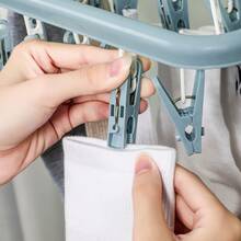 1pc Multi-Function Foldable Detachable Drying Rack, Clothesline With Clips For Socks, Underwear, Suitable For Bedroom, Bathroom, Balcony, Wardrobe, Essential For Back To School - Grey - View 3