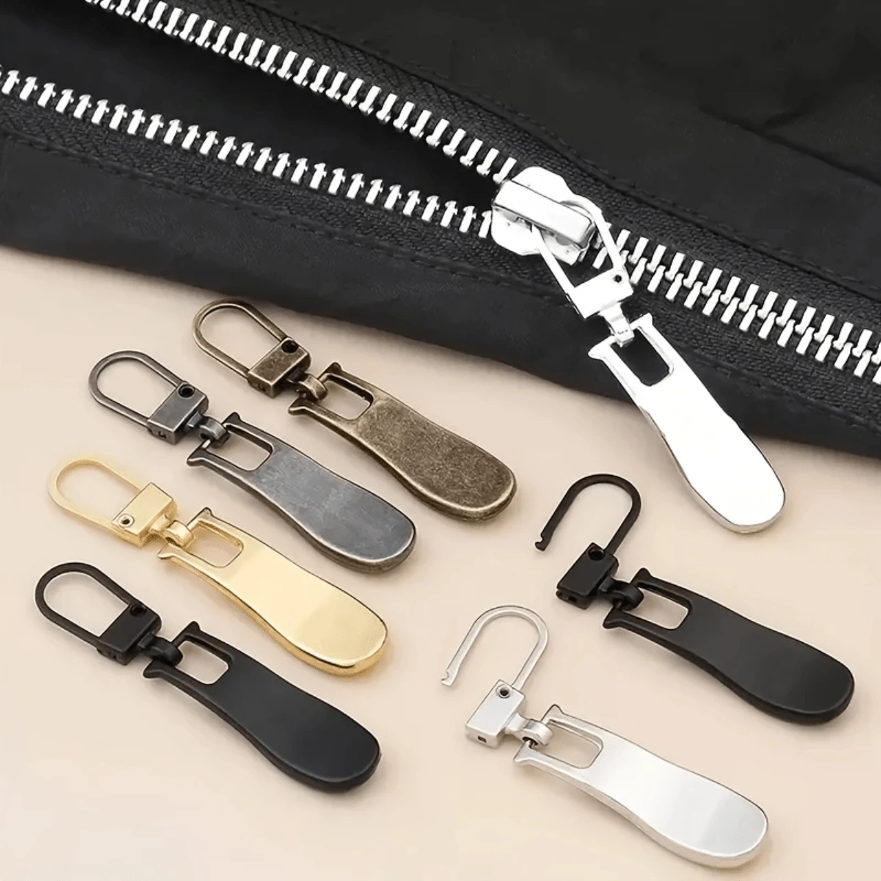 Wellenförmige abnehmbare Metallreißverschlusszipper, Ersatz-Reißverschlussgleiter für Taschen, Schuhe, Kleidung, DIY Nähzubehör