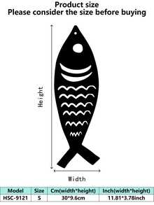 1 pieza (20-60cm), Decoración de pared de pez de metal estilizado, con diseños de peces de patrones negros detallados, en un estilo minimalista artístico, ideal para amantes de la decoración del hogar moderna, tema minimalista acuático - perfecto para Halloween/Navidad/Día del Niño, fiestas en el hogar/proyectos DIY/inauguraciones de casa, cocina/sala de estar/dormitorio/balcón, primavera/verano, colgante decorativo - Multicolor - Ver 44