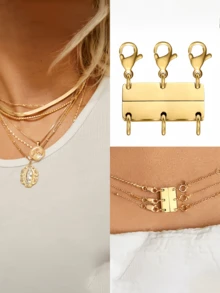 Multi-Layer Magnetic Necklace Clasp, Suitable For Necklace Stacking, Gold & Silver Detachable Colors, For Necklace Separation, Extension, Stacking, Jewelry Making - Multicolor - View 2