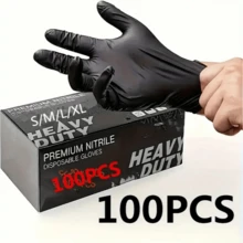 100pcs Disposable Nitrile Gloves, 100 Pieces In Black, 5-Mil Ultra-Durable And Thickened, Latex-Free And Powder-Free, Waterproof And Tear-Resistant, Suitable For Kitchen Cleaning, Tattooing, Pet Grooming, Beauty Salons, Housework, And Outdoor Cleaning. - 100片(L) - 查看 8