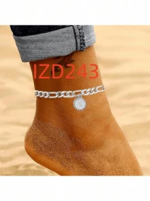 1入不鏽鋼心形和字母項鍊腳鏈，適合女士 - 金色 - 查看 6