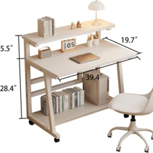 Large Space Storage Liftable Double-Layer Home Study Table Desk With Bookshelf 80*40cm - Multicolor - View 9