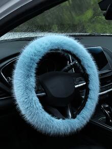 1pc Imitation Flower Fox Mink Plush Car Steering Wheel Cover, Warm Anti-Slip Universal Auto Wheel Sleeve, High-End Elegant Winter Driving Accessory - one-size - View 6