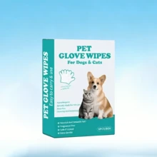 6 toallitas por paquete Toallitas Pet Glove + Toallitas limpiadoras universales para gatos y perros Sin fragancia, hipoalergénicas / Material de doble cara Adecuadas para la limpieza diaria del pelaje / Cuidado durante las salidas / Aseo de mascotas pequeñas Limpian y desodorizan / Acondicionan y suavizan el pelaje No se pegan después de su uso / Seguras si se lamen Cómodo envase individual - Blanco - Ver 12