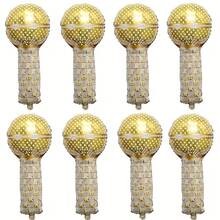 8pcs Gold Microphone Foil Balloons, Suitable For Disco Party, Birthday Party, Costume Party, Camping Theme Event, Bridal Shower Backdrop Decor, Wedding Anniversary, Music Party Arch Set, 80s-90s Hip Hop Decor, Guitar, Microphone, Bachelor Party, Dance Floor, Bar, Adult Gift, Valentine's Day Decor - Multicolor - View 7