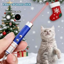 1 件/2 件/3 件随机便携式激光笔猫玩具，宠物训练和猫互动玩具，迷你铝合金激光猫逗猫器，白色 LED + 红外双功能手电筒，宠物猫激光笔，猫配件，包括 LR41*3 纽扣电池，可更换电池