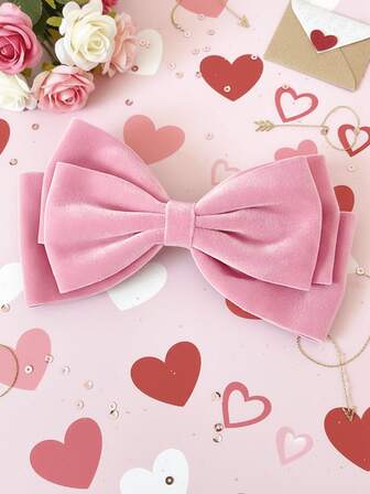 1pc Valentine's Day Pink Velvet Hair Bows For Girls Women's Elegant Minimalist Princess Style Sweet Delicate High-Quality Cute Pink Bowknot Hair Clips Decor Solid Color Bow Alligator Clips For Ladies Daily, School, Commute, Holiday, Party, Gift Claw Clips Hair Claws Hair Barrettes, School Stuff, College, Pink Hair Clips, Winter Outfit For Women Pink Accessories For Women Valentine's Day Gifts Thanksgiving Day New Year Pink Bow, Hair Slide