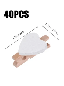 10/20/40/50/80/100/150/200/300/400个白色心形夹子，白色迷你木质心形衣夹，带心形图案的木质衣夹，木质弹簧照片纸夹，家居婚礼情人节装饰夹，床品晾干夹，心形木质衣夹照片纸迷你夹子 - 白色 - 查看 15