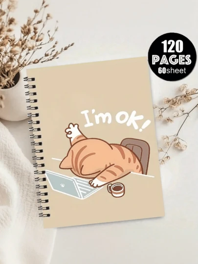 5.5x8.5 Inch College Ruled Spiral Notebook With Cute Cat Pattern, Made Of High-Quality Paper, Suitable For Office, Study And Gift-Giving, Perfect For Friends, Siblings, Brothers, Students, Cat Lovers And Back To School Season