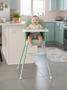 Silla Alta Bebé 3 en 1 Periquera Multifuncional Ajustable (Booster y Silla Infantil) Bandeja Extraíble Fácil Limpieza  y Diseño Moderno - Verde - Ver 4