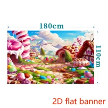 2D Flat Banner1pc Fantasy Candy Land Landscape Background Ice Cream Dessert Lollipop Photography Backdrop Cake House Birthday Party Decoration Banner Photo Studio Props Backgrounds Banner Decorations - 1 - View 12