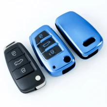 1件新款 TPU 車鑰匙保護殼附鑰匙圈,適用於 Audi A3 A6 C5 C6 Q3 Q2 Q7 TT TTS R8 S3 S6 RS3 RS6 A4 車型,保護套配件 - KY1 - 查看 10