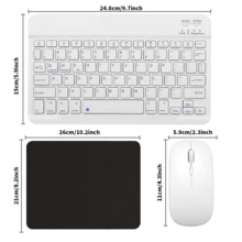 Bluetooth Keyboard Mouse Set, Including Mouse Pad, Portable Wireless Keyboard (150mAh), Compatible With Samsung Tablets, Apple IPad (IOS 13 And Above), Android Smartphones, Windows System (White) - White - View 10