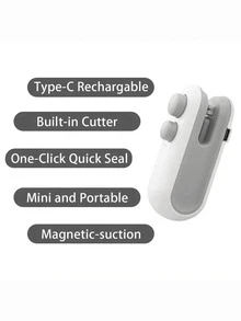 1pc Food Packaging Bag Sealer, Built-In Magnetic USB Rechargeable Battery, Portable Mini Heat Sealer, Suitable For Picnics And Travel, Manual Press Plastic Bag Sealer, Magical Sealing Tool For Chip Bags, Cookies Bags, Snack Bags And More, Resealable, Comes With Charging Cable, 16W Power, Great For Home And Travel Use - Multicolor - View 12
