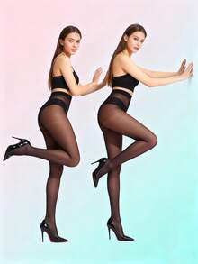 1 Pair - Women's Sheer T-Shirt Style Tights, Ultra-Thin Sexy Black Thigh High Socks, Disposable Thigh High Socks, 20D Minimalist Solid Black Thigh High Socks, Suitable For Pairing With Pantyhose. - T-crotch (black) - View 8