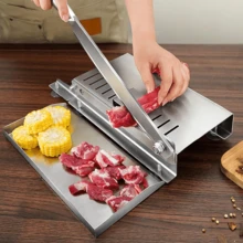 Heavy Duty Stainless Steel Cutter, Manual Meat Slicer, Frozen Meat Cutting, Stainless Steel Beef/Chicken/Vegetable/Fruit/Herb/Paper Cutting Tool, Suitable For Home/Restaurant/Cafeteria/Hotel/Kitchen, Easy To Clean