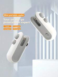 1pc Food Packaging Bag Sealer, Built-In Magnetic USB Rechargeable Battery, Portable Mini Heat Sealer, Suitable For Picnics And Travel, Manual Press Plastic Bag Sealer, Magical Sealing Tool For Chip Bags, Cookies Bags, Snack Bags And More, Resealable, Comes With Charging Cable, 16W Power, Great For Home And Travel Use - Multicolor - View 7