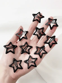8 pièces/set Pinces à cheveux en métal noir étoilées pour femmes, épingles à cheveux mini , accessoires capillaires en forme d'étoile à cinq branches, décorations capillaires mignonnes Y2K convenant à un usage quotidien, pinces à cheveux, barrettes, pinces à cheveux