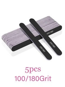 50/25/15/10/5pcs Professional Nail Files, 100/180 Nail Files, Double-Sided Crescent Shape Nail Care Tools, For Home And Salon Use - Black - View 11