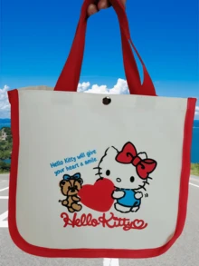 SANRIO 三丽鸥正品 Kitty 1 件装新款手提包、便当包、托特包、帆布包，可爱狗狗布丁、狗狗梅洛、狗狗蓝色、旋律、粉色 - 彩色 - 查看 17