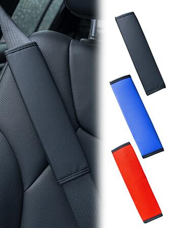1pc Comfortable Breathable PU Leather Perforated Car Seat Belt Shoulder Cover Accessory