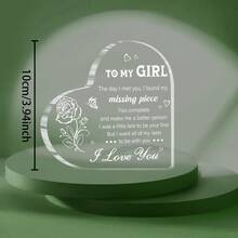 2D Flat - 1pc Heart-Shaped Acrylic Desktop Decor Ornament - Gift For Women - Living Room Or Desk Decor - Hotel Lobby Decor - Cafe Decor - Valentine's Day Gift - Mother's Day Gift - Back To School Gift - Unique Gift For Sister, Mom, Coworker, Classmate - Multicolor - View 14