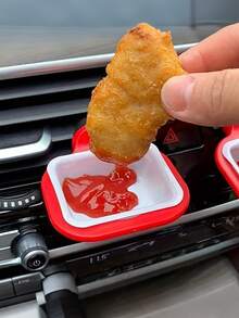 1pc Multi-Function Plastic Car Air Vent Sauce Rack Clip, Suitable For Car Cup Holder, Durable And Easy To Use, Car Dipping Sauce Accessory | Practical Car Supplies | Durable Plastic Clip - A - View 3