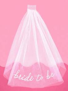 1 pieza Diadema nupcial con peine, velo de novia, accesorio para despedida de soltera - Multicolor - Ver 7