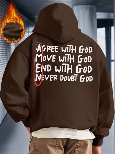  Áo Hoodie Krometka nam Thu/Đông với họa tiết Faith Power, màu mơ | Khẩu hiệu & Thái độ