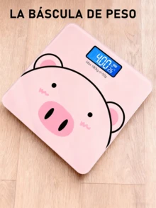 Bascula digital de vidrio figura de cerdito puerquito - Rosa Roja - Ver 1