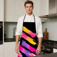 1件美甲印花围裙 - 黑色背景美甲图案，涤纶厨房围裙，适合美甲师、美甲沙龙、家居装饰 - 易于清洁的烹饪和美甲工作台配件，趣味图案，优质材料，坚固耐用，DIY美甲爱好者的必备品