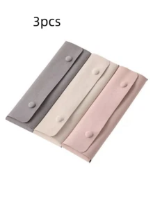 1 pieza Bolsa de almacenamiento de joyas portátil y súper suave con botón a presión, conveniente para viajar, puede almacenar collares y pulseras, proteger colgantes, accesorios de exhibición y empaque de joyas, bolsa de joyas para mujer, organizador de collares, artículo esencial para viajes y regreso a la escuela, decoración de habitación - Multicolor - Ver 8