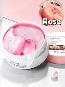 60片装玫瑰玻尿酸眼膜，抗黑眼圈和眼袋，玫瑰胶原蛋白保湿抗皱眼膜，眼部护理面膜，蜜桃眼膜，玫瑰眼霜。眼部护理 - 粉色 - 查看 1