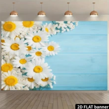 2D Flat Rustic Floral Wooden Photography Backdrop, White Flower Decor Background, Vintage Wood Background For Wedding Bride, Multipurpose Wall Decor For Home, Office, Outdoor, Studio, Party, Holiday Gift, Polyester Material, No Power Required - Blue - View 8
