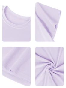 3pcs/Set Girls Casual Printed Round Neck Short Sleeve T-Shirt, Summer Student Young Children Clothing - The Cute Capybara Printed T-Shirt Brings Joy And Happiness To Every Child! - Purple - View 6