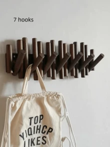 1个圆柱形钢琴键造型木质衣帽架，带装饰挂钩，可折叠，可安装在门后，卧室免钉收纳架，可用于存放钥匙、帽子、衣物、项链和配饰，装饰门厅，适用于门后、卧室和客厅墙面。 - 棕色 - 查看 11