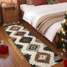 [Machine Washable Vintage Long Rug/Area Rug] 1pc Western Greek Key Greek - For Residential & Commercial Spaces, Runner Rug, Entry Rugs, Machine Washable Long Mat, Room Decor, Home Decor For Bathrooms, Bathtub Areas, Hallways, Balconies, Bedrooms, Entryways, Laundry, Living Room, Bedside And Sofa Area Mat, Durable And Soft Floor Mat - Brown - View 2