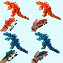 1pc 3D Printed Crocodile Monster Toy, Fully Articulated Joints, Multi-Color Gradient, Car Ornament, Decorative Figurine, Home Decor, Desktop Display, Suitable For Living Room, Bedroom, Study, Collectible For Enthusiasts - Multicolor - View 3