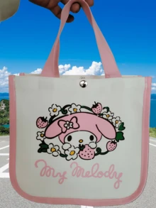 Sanrio Authentic Kitty 1 Piece New Handbag, Bento Bag, Tote Bag, Canvas Bag, Cute Dog Pudding, Dog Merlot, Dog Blue, Melody, Pink - Multicolor - View 16