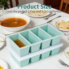 2-Pack Leakproof Silicone Freezer Trays - 1-Cup Stackable Ice Cube Molds For Soup, Sauce & Leftovers - Màu xanh bạc hà - Xem 3