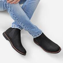 Men's Chelsea Boot In Leather With Stitched Sole, Country Style, Easy To Slip On, Summer Promotion, Christmas Gift - Black - View 3