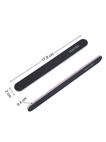 50/25/15/10/5pcs Professional Nail Files, 100/180 Nail Files, Double-Sided Crescent Shape Nail Care Tools, For Home And Salon Use - Black - View 4
