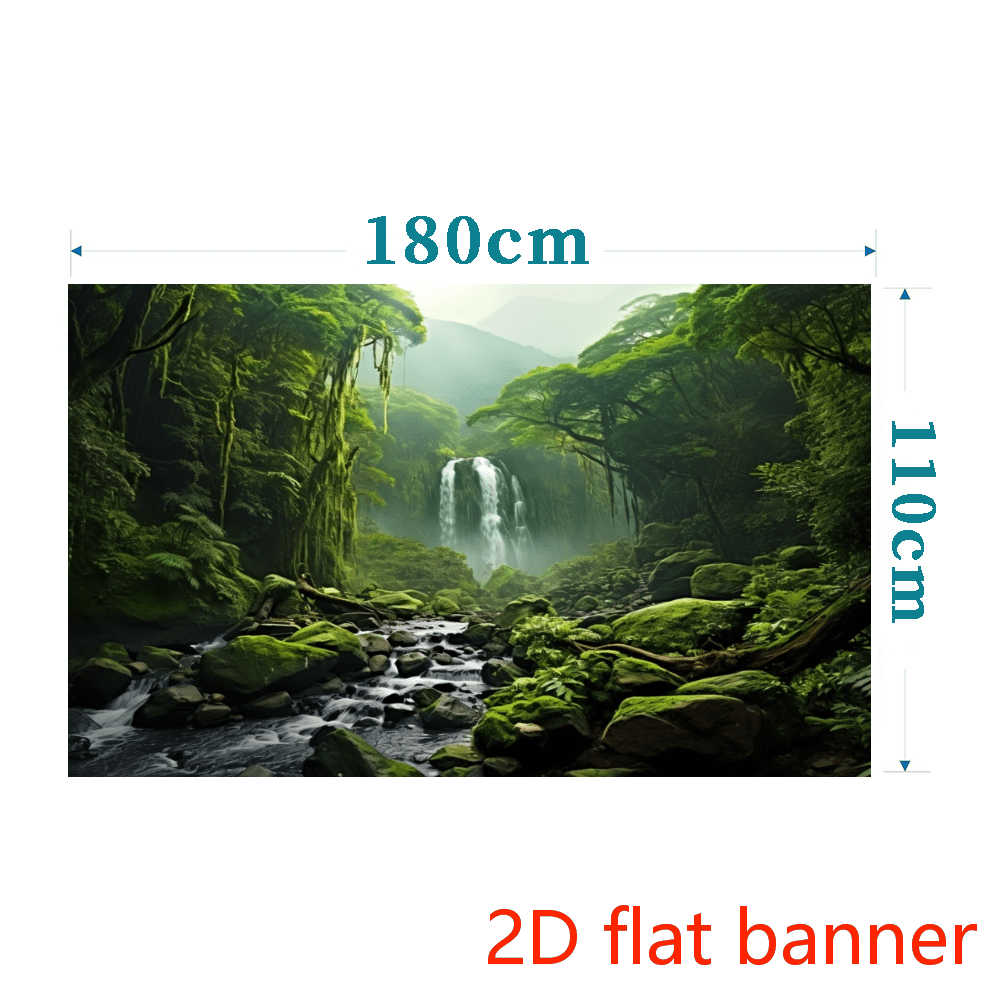 2D Flat Banner1pc,Graceful Natural Scenery Backdrop Evergreen Forest Jungle Rock Flowing Mountain Stream Rainforest Photography Background Birthday Party Events Photo Studio Props, Photobooth Studio Prop, Party Supplies - 1 - View 6