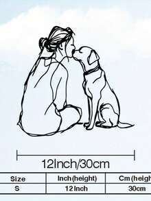 1pc Dog Mom Line Art Metal Wall Decor - Vintage Warm-Hearted Illustration Of Female Friendship With Canine, Powder Coated Iron, Modern Home Office & Pet Friendly Living Room Decoration, Year-Round Gift For Dog Lovers, Vintage Art Style, Delicate Line Craft, Best For Christmas - màu đen - Xem 8