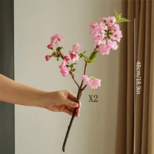 1/2/3支仿真樱花花束，48厘米逼真假花，适用于墙面、客厅、卧室、婚礼、派对装饰、桌面摆设。家居、书桌、厨房、婚礼、餐桌、中心装饰、办公室、花园、户外、房屋、庭院装饰，适合春、夏、秋、冬四季。 - 粉色 - 查看 7