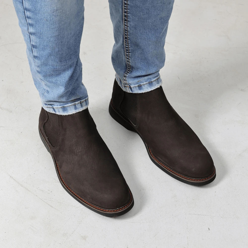 Men's Chelsea Boot In Leather With Stitched Sole, Country Style, Easy To Slip On, Summer Promotion, Christmas Gift - Rust Brown - View 1