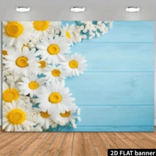 2D Flat Rustic Floral Wooden Photography Backdrop, White Flower Decor Background, Vintage Wood Background For Wedding Bride, Multipurpose Wall Decor For Home, Office, Outdoor, Studio, Party, Holiday Gift, Polyester Material, No Power Required - Blue - View 10