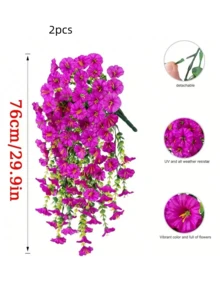 10/6/4/2/1 piezas Floral colgante artificial para exteriores, Campanilla de la mañana roja brillante, adecuada para bodas, hogar, oficina y decoración de jardín, flores artificiales con hojas de eucalipto, plantas colgantes realistas resistentes a los rayos UV, ideales para decoración de otoño, decoración de Acción de Gracias, arco de boda, pared, jardín, dormitorio, fiesta al aire decoración de oficina - rojo brillante - Ver 12