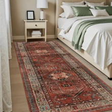 1 件复古风花卉图案地毯/门垫/走廊垫，适用于浴室、厨房、玄关、走廊、床边、客厅、卧室，可机洗，家居装饰 - 彩色 - 查看 6